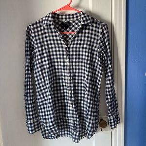 J. Crew Navy/White Gingham Boy Shirt (Women’s)